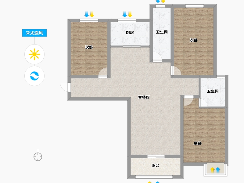 河南省-安阳市-紫御华府-111.80-户型库-采光通风