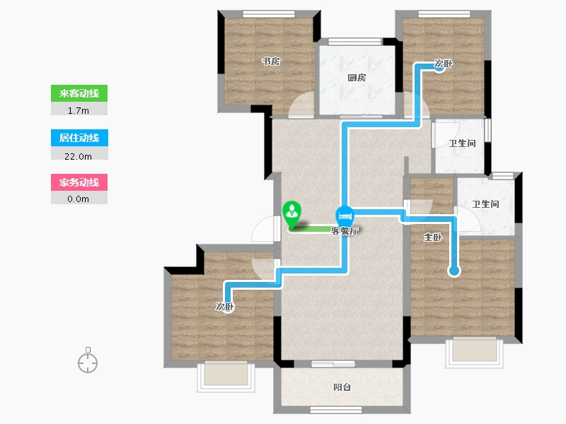 浙江省-湖州市-龙熙府-104.40-户型库-动静线