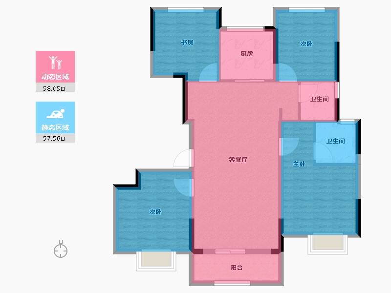 浙江省-湖州市-龙熙府-104.40-户型库-动静分区