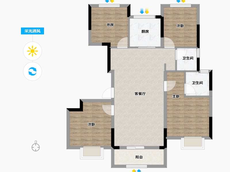 浙江省-湖州市-龙熙府-104.40-户型库-采光通风