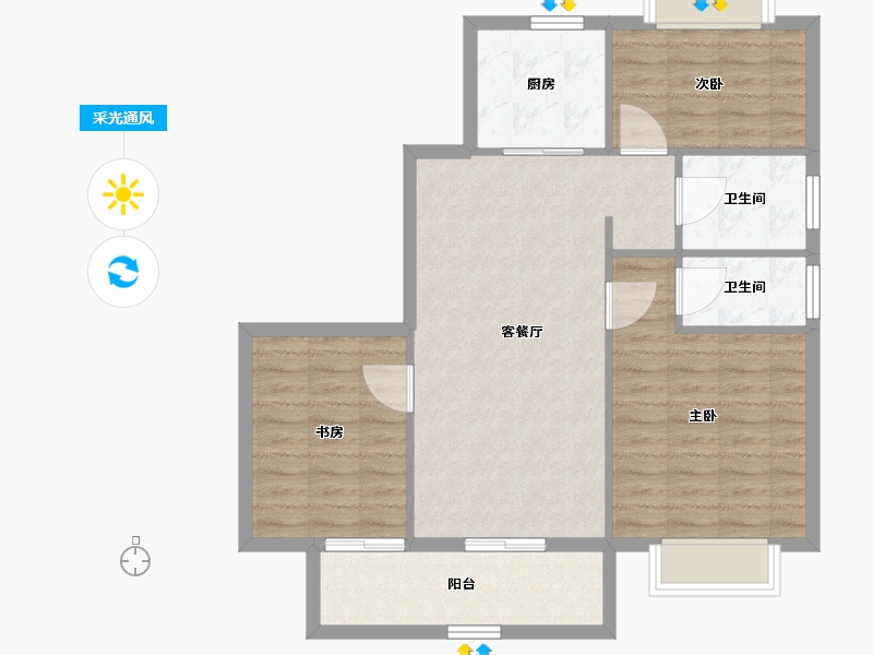 江苏省-淮安市-御景学府-83.68-户型库-采光通风