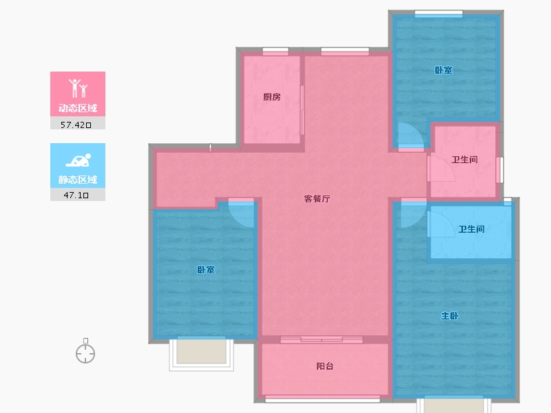 陕西省-渭南市-山水观园-93.37-户型库-动静分区