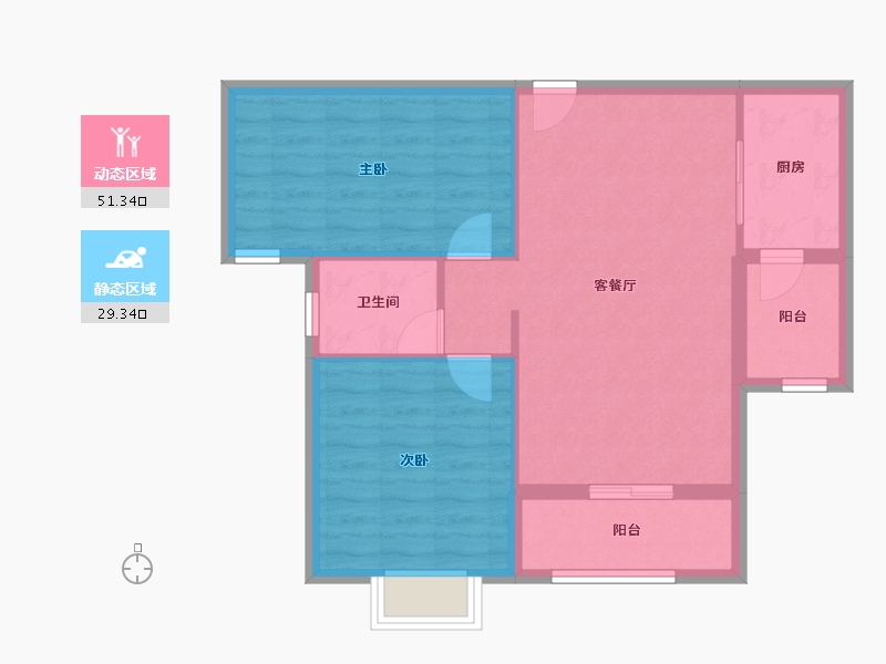 湖北省-黄冈市-中意富丽水岸-72.96-户型库-动静分区