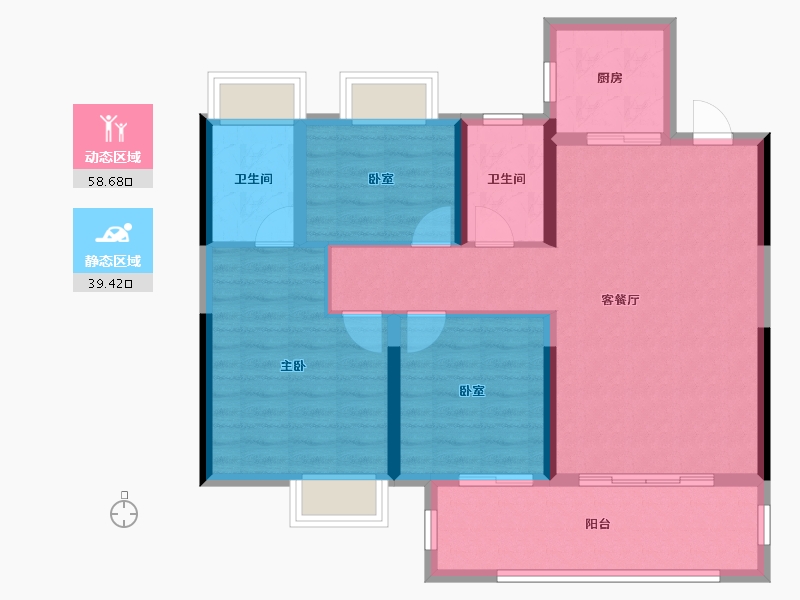 湖北省-黄冈市-麻城升华·翡翠一品-88.05-户型库-动静分区