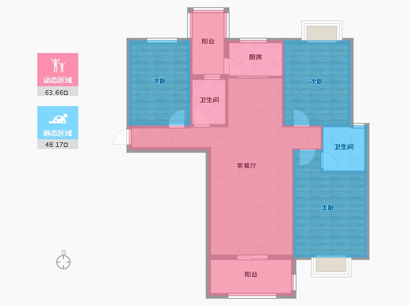 湖北省-黄冈市-中意富丽水岸-100.83-户型库-动静分区