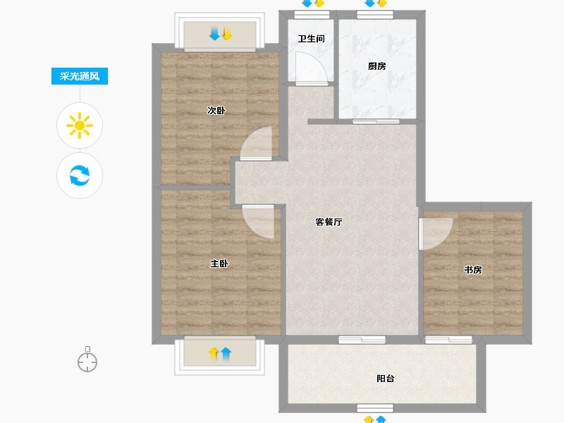 江苏省-淮安市-御景学府-74.62-户型库-采光通风