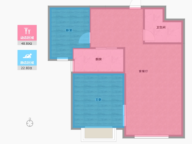 内蒙古自治区-鄂尔多斯市-学府名苑-64.99-户型库-动静分区