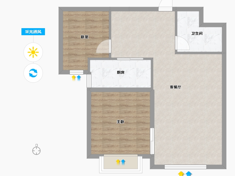 内蒙古自治区-鄂尔多斯市-学府名苑-64.99-户型库-采光通风