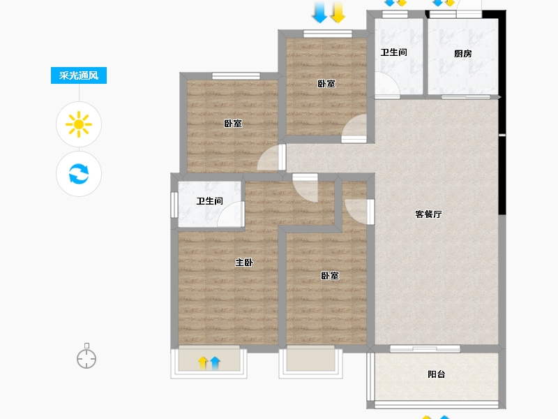 山东省-菏泽市-国璟府-103.00-户型库-采光通风