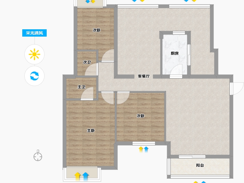 江苏省-淮安市-红豆国际城-107.34-户型库-采光通风