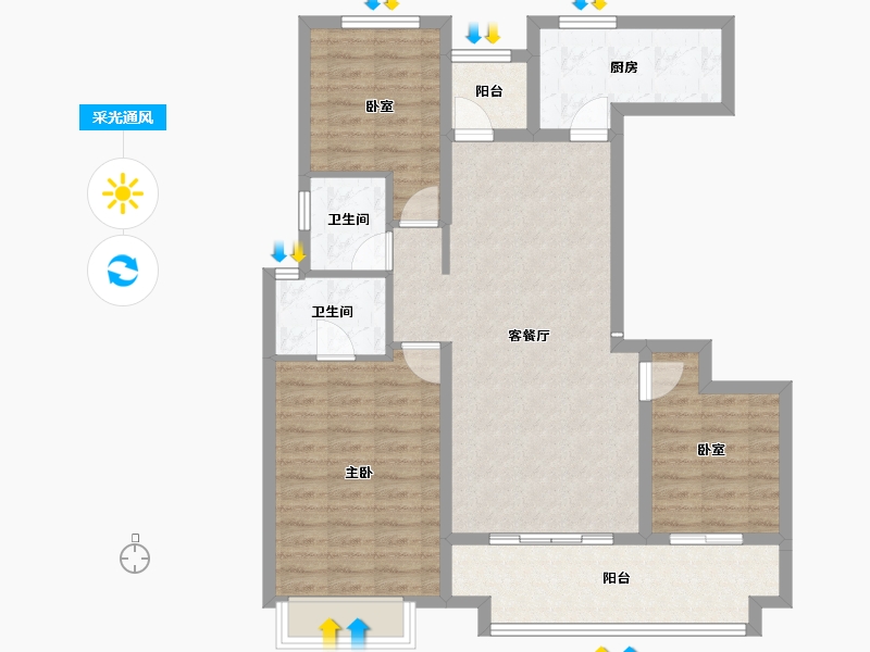 陕西省-渭南市-合创·锦悦府-93.09-户型库-采光通风