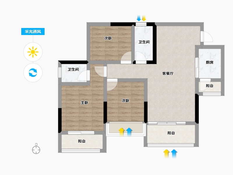 四川省-攀枝花市-鑫洋·天御城-76.92-户型库-采光通风