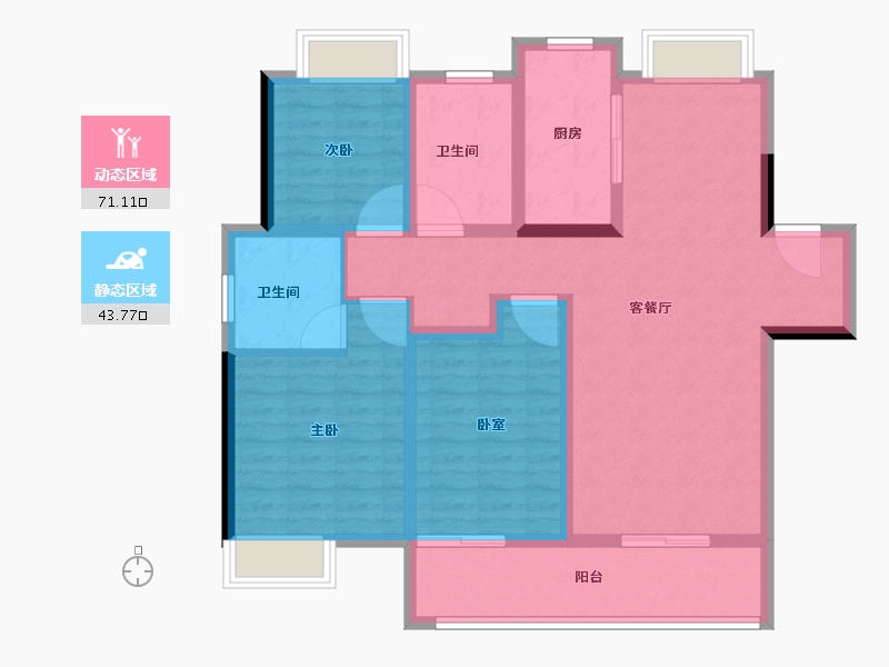 湖北省-鄂州市-融创澜岸大观-102.41-户型库-动静分区