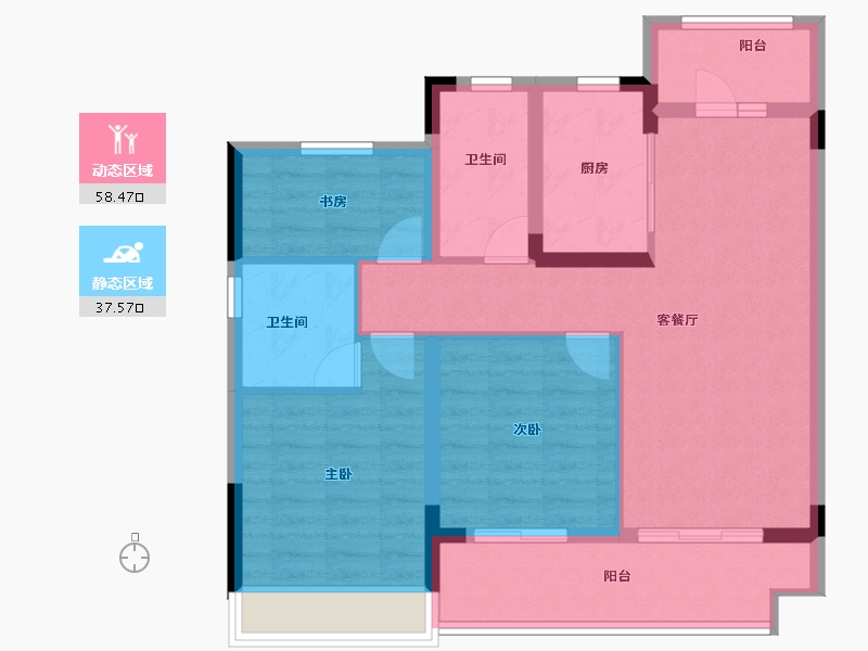 安徽省-池州市-中奥同晖·御湖宸院-85.48-户型库-动静分区