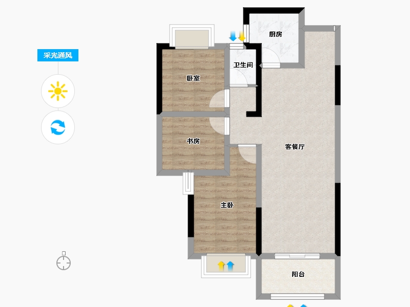 河南省-平顶山市-建昌城市花园-70.17-户型库-采光通风