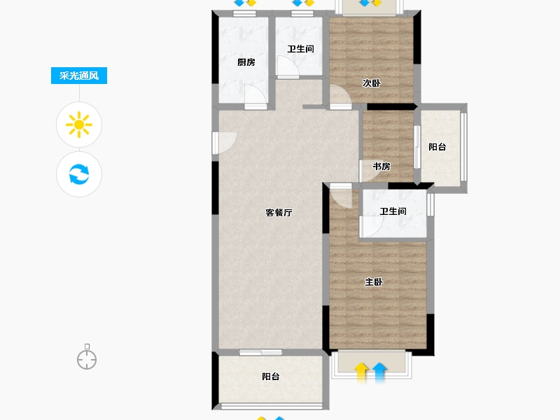 河南省-信阳市-信合·金色阳光-93.67-户型库-采光通风