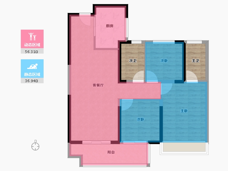 江苏省-淮安市-绿地春晓-94.24-户型库-动静分区