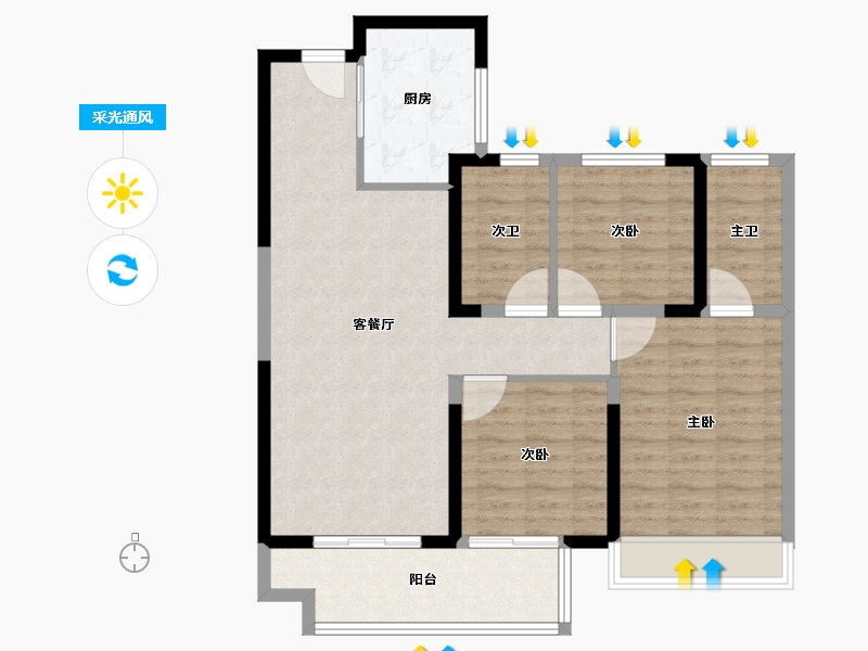 江苏省-淮安市-绿地春晓-94.24-户型库-采光通风