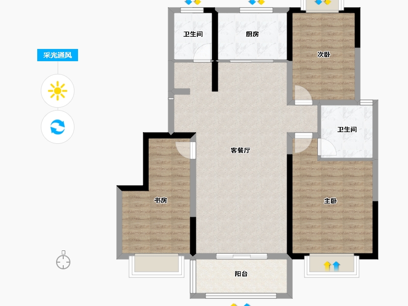 河南省-平顶山市-建昌城市花园-106.76-户型库-采光通风