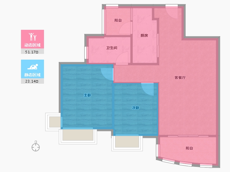 广东省-广州市-新塘新世界花园-70.00-户型库-动静分区