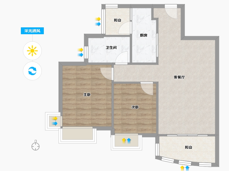 广东省-广州市-新塘新世界花园-70.00-户型库-采光通风