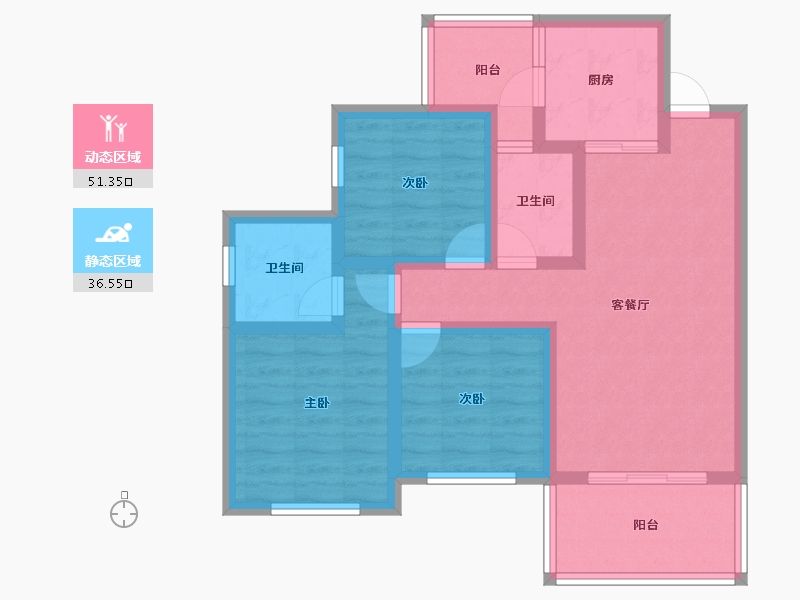 贵州省-黔东南苗族侗族自治州-阳光翡翠豪庭-76.64-户型库-动静分区