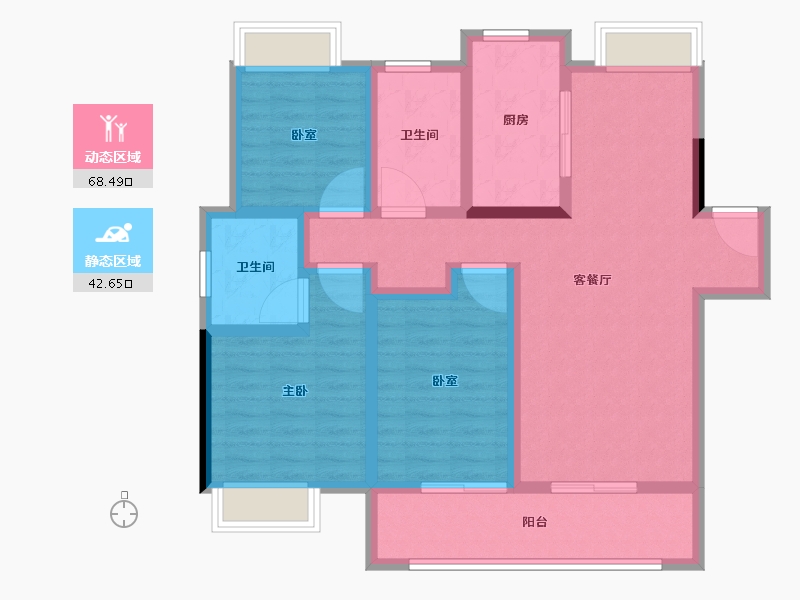 湖北省-鄂州市-融创澜岸大观-98.40-户型库-动静分区