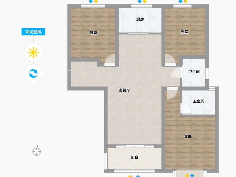 陕西省-渭南市-山水观园-93.60-户型库-采光通风