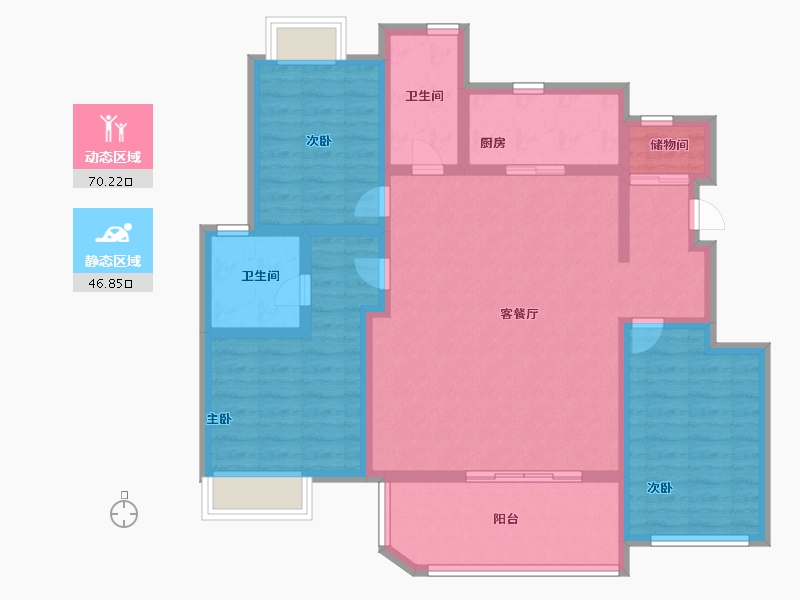 湖北省-鄂州市-金地城与城艺境-103.99-户型库-动静分区