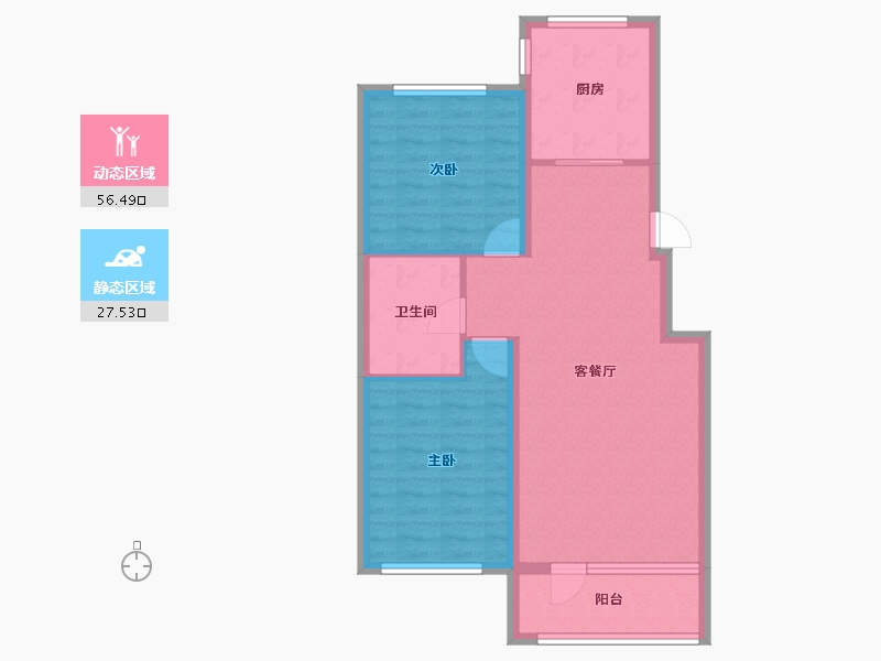 黑龙江省-齐齐哈尔市-北京壹号院-75.51-户型库-动静分区