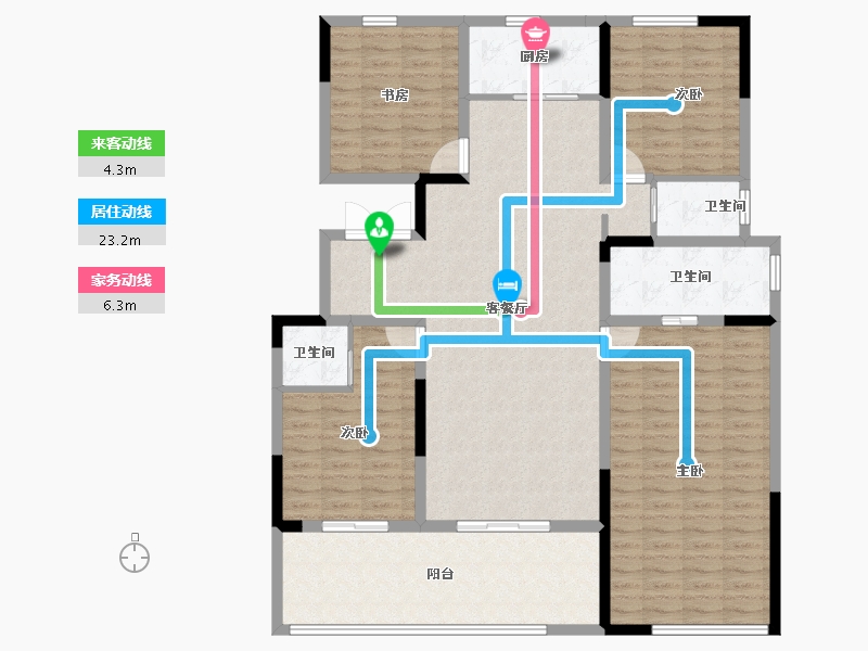 河南省-安阳市-昌建青风墅院-144.00-户型库-动静线