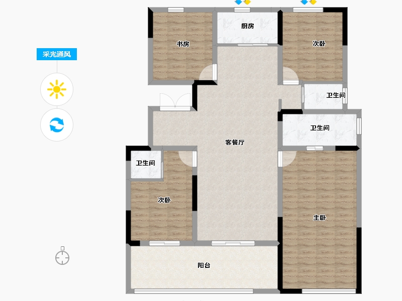 河南省-安阳市-昌建青风墅院-144.00-户型库-采光通风