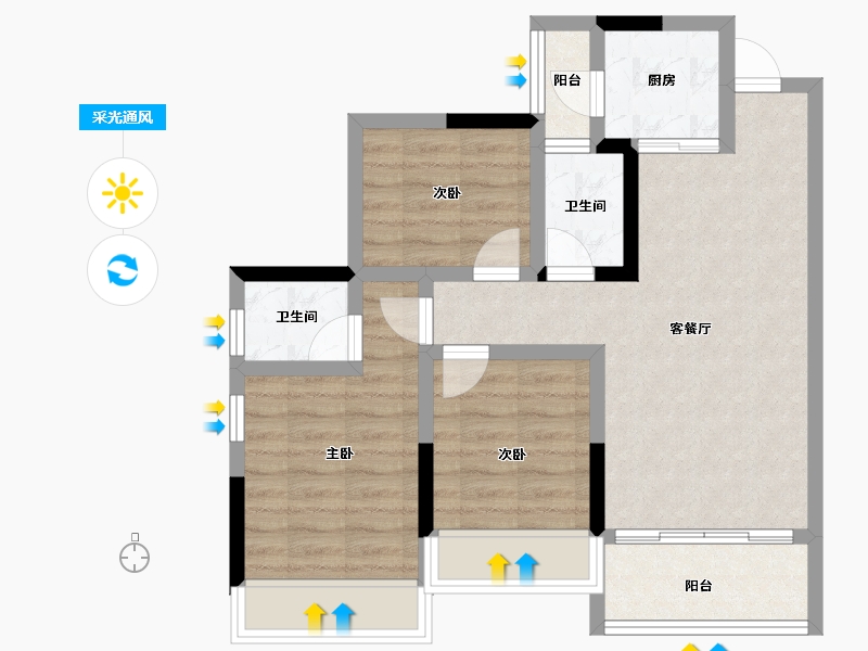 四川省-攀枝花市-鑫洋·天御城-68.33-户型库-采光通风