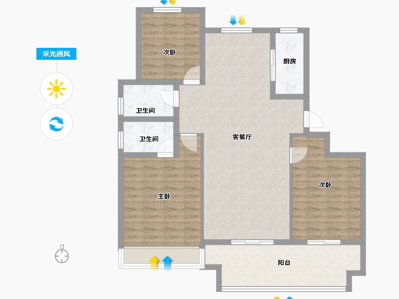 河南省-新乡市-金融街-106.84-户型库-采光通风