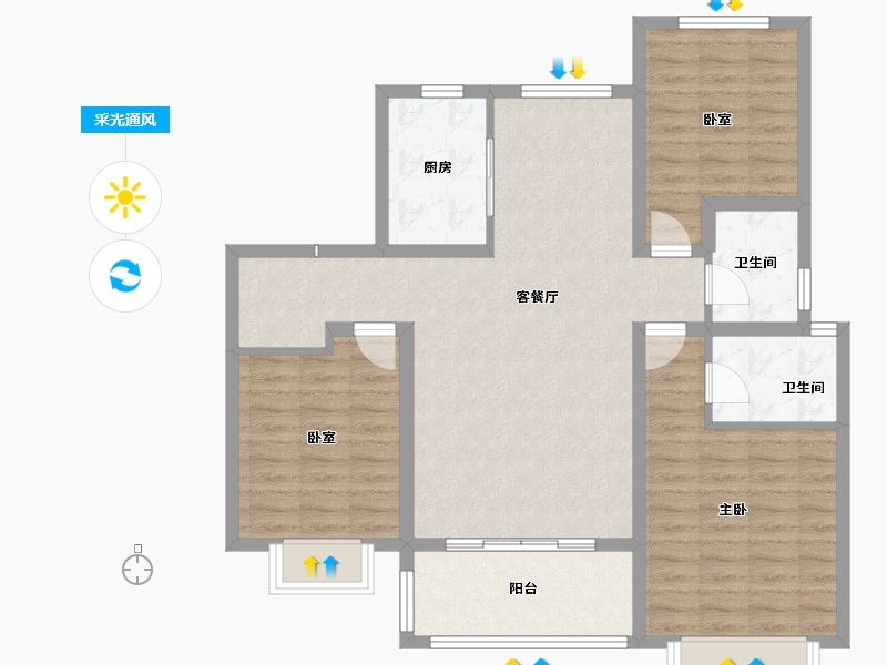 陕西省-渭南市-山水观园-99.20-户型库-采光通风