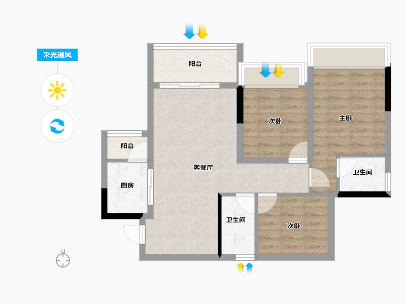 四川省-攀枝花市-鑫洋·天御城-70.21-户型库-采光通风