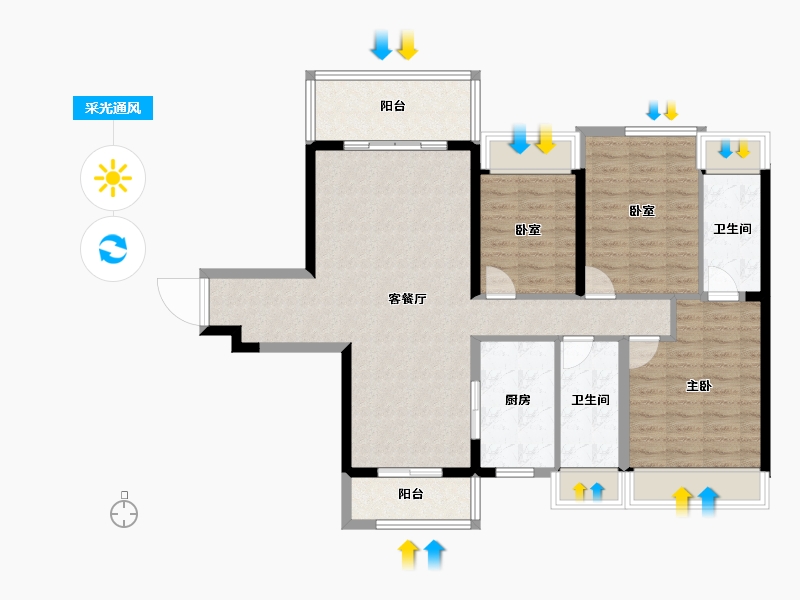 广西壮族自治区-百色市-田东碧桂园·星河上城-100.00-户型库-采光通风