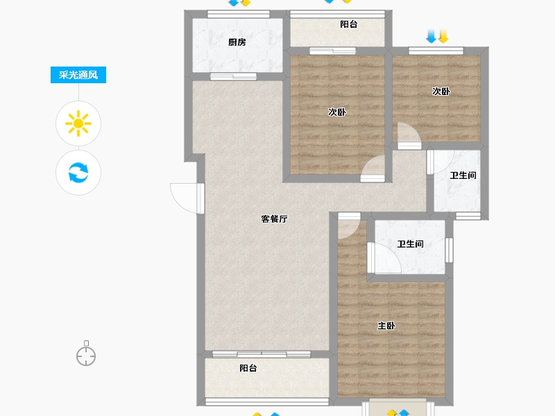 河南省-新乡市-天福九熙府-94.01-户型库-采光通风