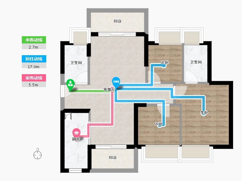 广东省-江门市-鹤山时代天韵-70.64-户型库-动静线