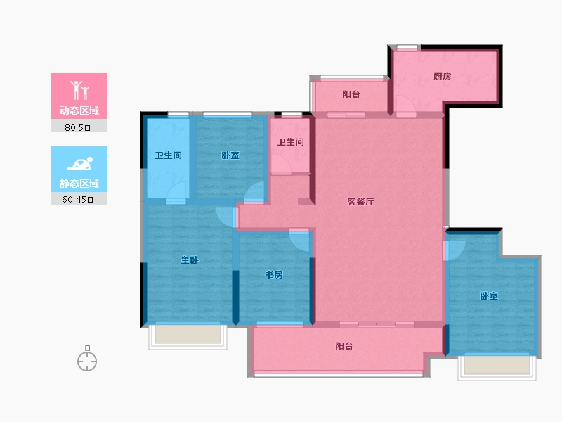 陕西省-渭南市-合创·锦悦府-125.70-户型库-动静分区