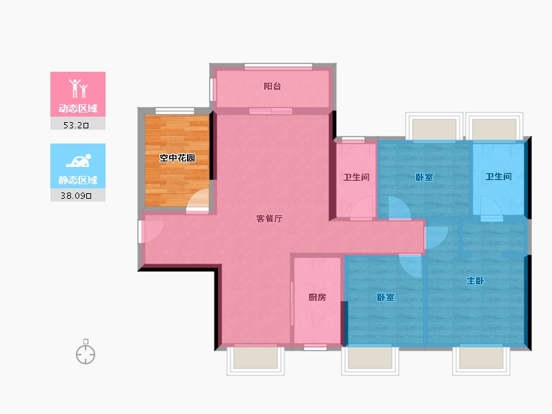 广东省-江门市-新会保利西海岸-88.85-户型库-动静分区