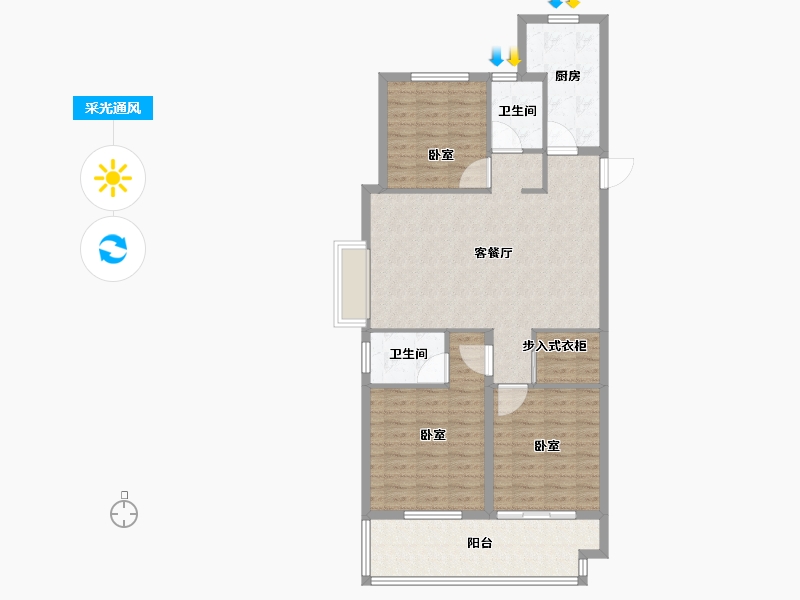 山东省-菏泽市-国璟府-101.00-户型库-采光通风