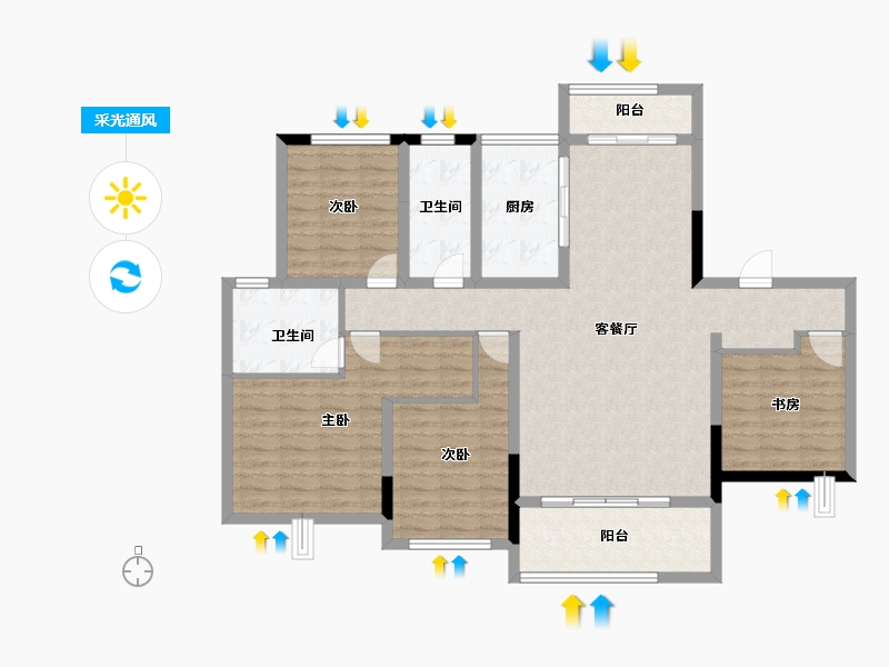 湖南省-怀化市-惠山府-111.67-户型库-采光通风