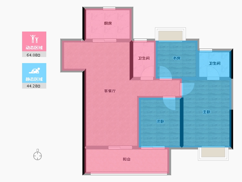 湖北省-鄂州市-鄂州吾悦广场-96.81-户型库-动静分区