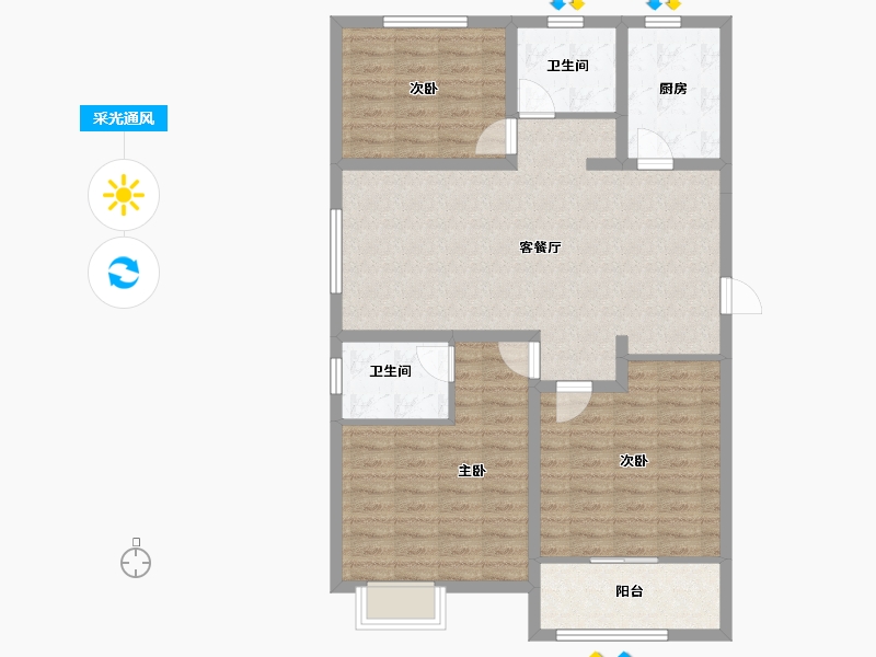 河南省-安阳市-旺龙荣盛华府-99.50-户型库-采光通风