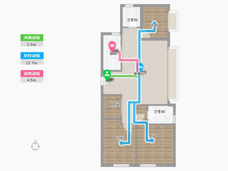 江苏省-镇江市-万科金域蓝湾-92.00-户型库-动静线