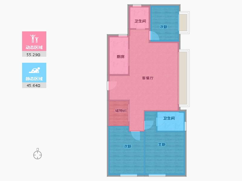 江苏省-镇江市-万科金域蓝湾-92.00-户型库-动静分区