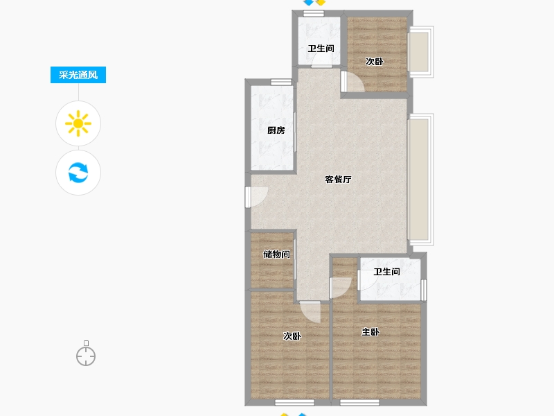 江苏省-镇江市-万科金域蓝湾-92.00-户型库-采光通风