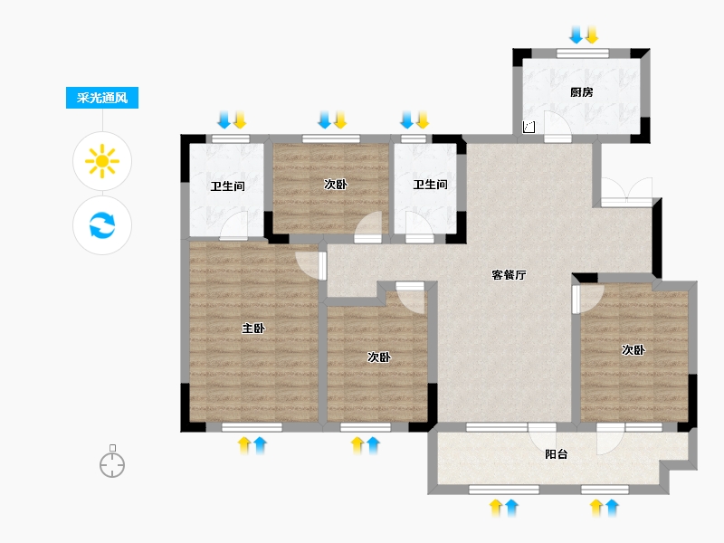 山东省-淄博市-恒信麓湖-114.40-户型库-采光通风