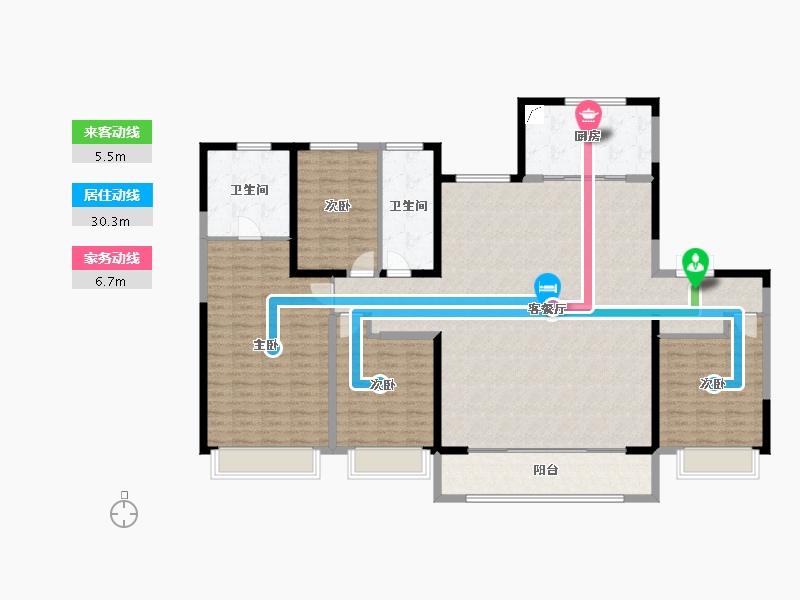 山东省-淄博市-万科翡翠东第-175.75-户型库-动静线